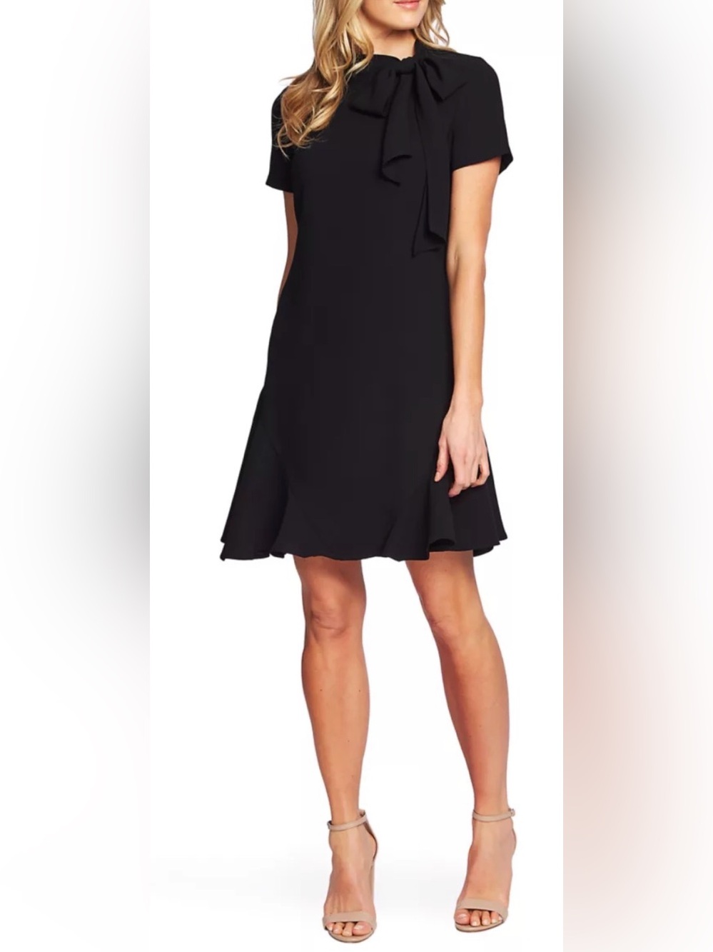 Cece Short Sleeve A-line Dress with Bow